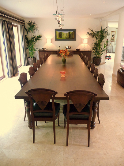 5 metre long Oak dining table on turned legs