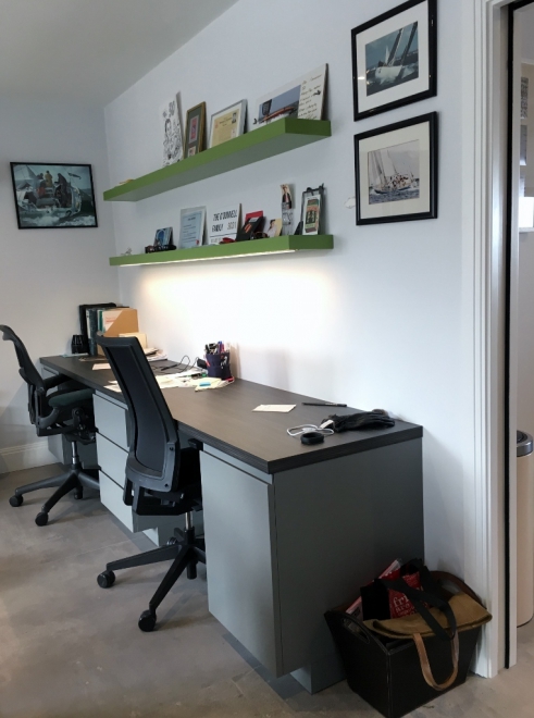 Desk With Cupboard And Drawers With Floating Shlves