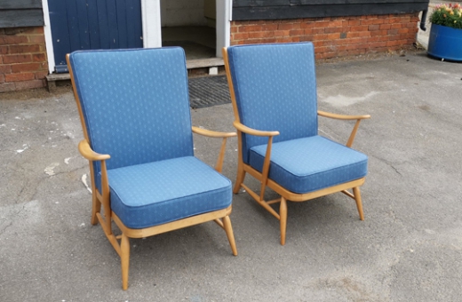 Ercol Chairs Model No.403 Refinished And New Upholstery