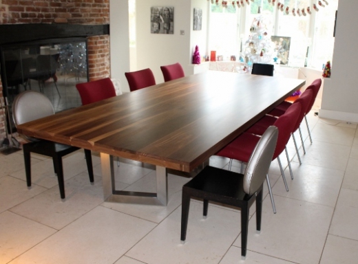 Large Walnut table in steel legs