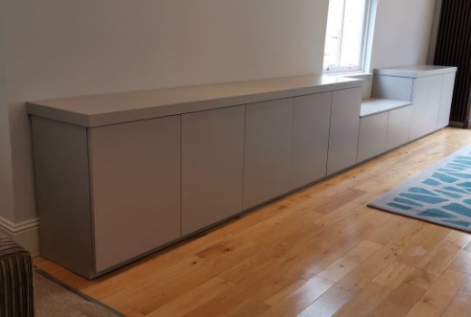 Long Low Storage Cupboards With Bench Seat