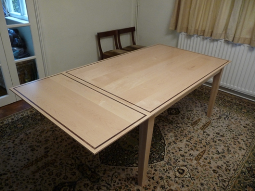 Maple Table With Walnut Inlay Single Leaf Extension