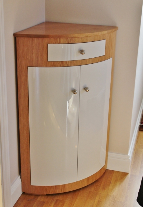 Oak And Gloss Painted Corner Cupboard