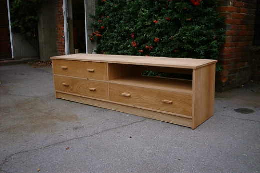 Oak Cabinet With Shelf And Drawers