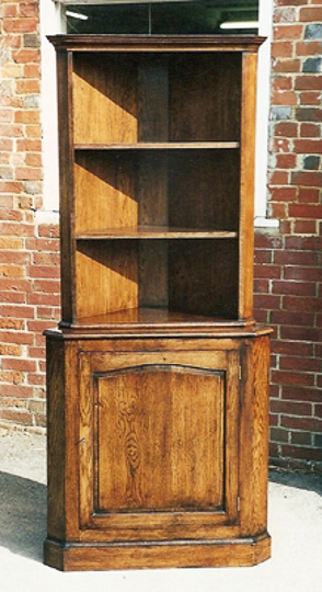 Oak Corner Display Cabinet With Cupboard Below