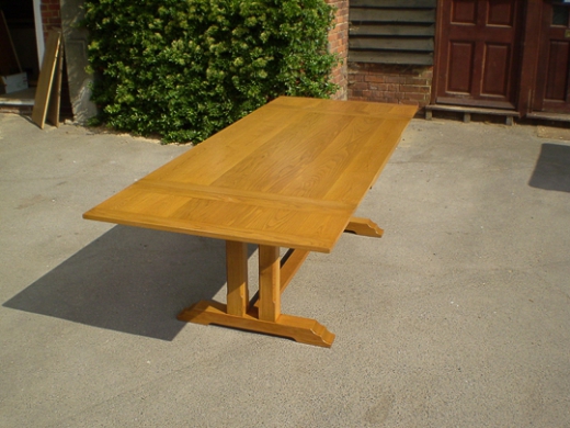 Oak Monks Table With Drawer Leaf Top Extensions