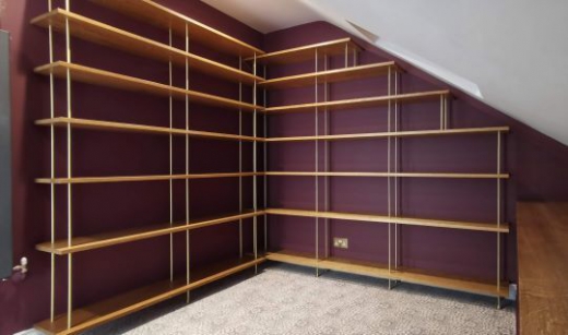 Oak Shelving With Brass Rods