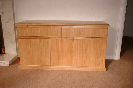 Oak Veneered Cupboard With Integrated Handles