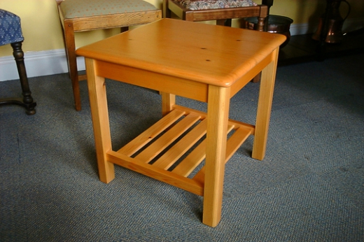 Pine Occasional Table With Lower Slat Shelf
