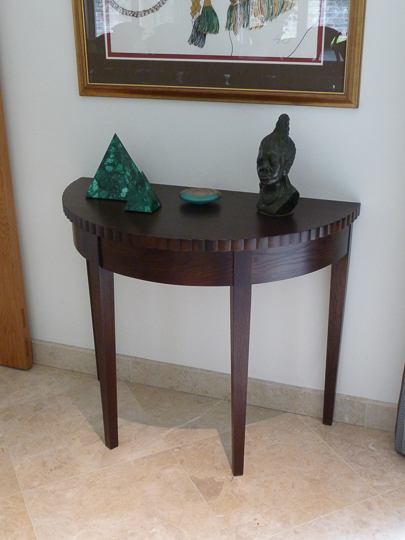 Semi-circular Side Table With Carved Edge