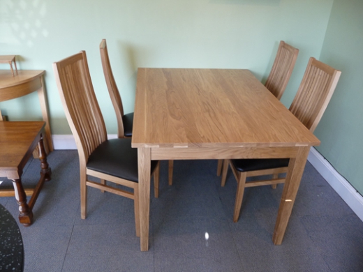 Simple Table With Oak Strip Top And Tapered Legs