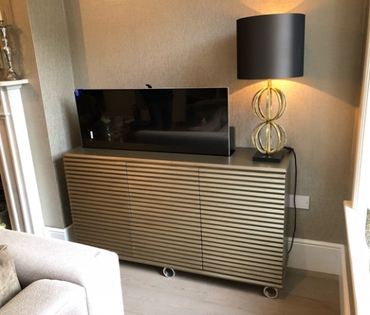 Tv Cabinet In A Gold Metallic Paint Tv Lift