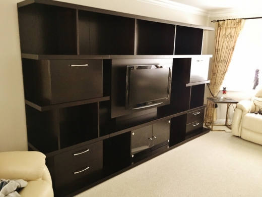 Wenge Media Wall Unit With Shelving And Storage
