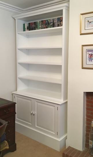 White Painted Bookcase On Cabinet